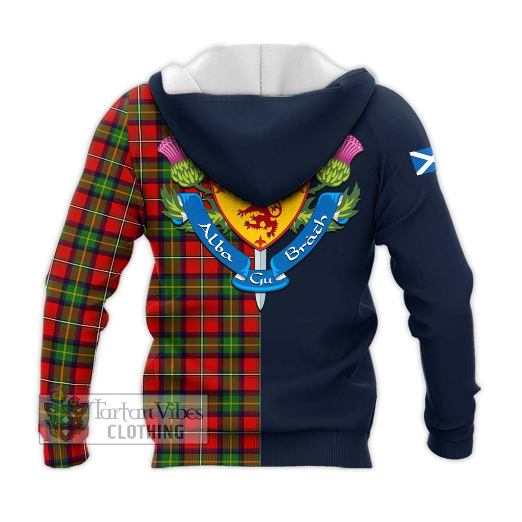 Tartan Vibes Clothing Boyd Modern Tartan Knitted Hoodie with Scottish Lion Royal Arm Half Style