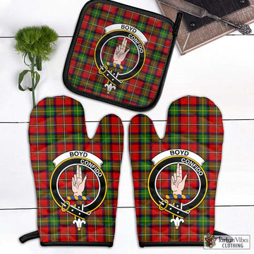 Boyd Tartan Combo Oven Mitt & Pot-Holder with Family Crest Black - Tartan Vibes Clothing