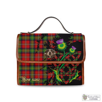 Boyd Tartan Waterproof Canvas Bag with Scotland Map and Thistle Celtic Accents