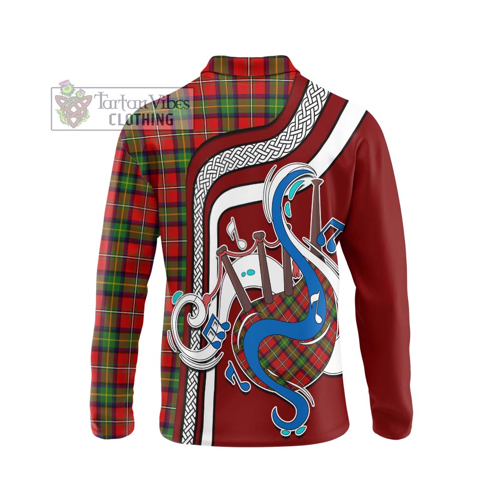 Tartan Vibes Clothing Boyd Modern Tartan Long Sleeve Polo Shirt with Epic Bagpipe Style