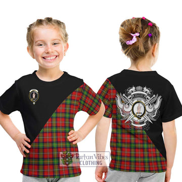 Boyd Tartan Kid T-Shirt with Family Crest and Military Logo Style