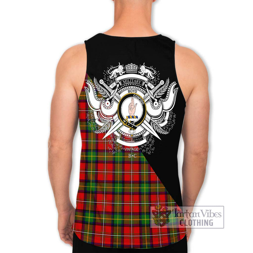 Boyd Tartan Men's Tank Top with Family Crest and Military Logo Style - Tartanvibesclothing Shop