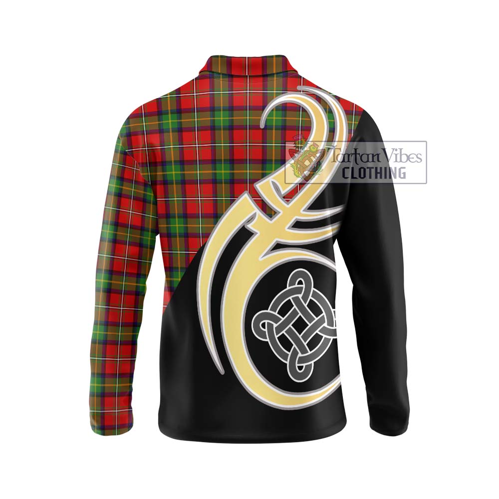 Boyd Tartan Long Sleeve Polo Shirt with Family Crest and Celtic Symbol Style - Tartan Vibes Clothing