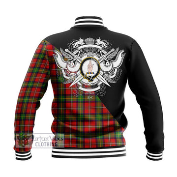 Boyd Tartan Baseball Jacket with Family Crest and Military Logo Style