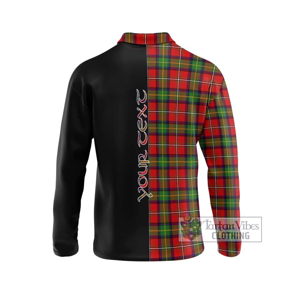 Boyd Tartan Long Sleeve Polo Shirt with Family Crest and Half Of Me Style - Tartanvibesclothing Shop