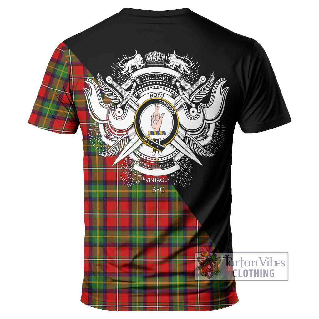 Boyd Tartan T-Shirt with Family Crest and Military Logo Style - Tartanvibesclothing Shop