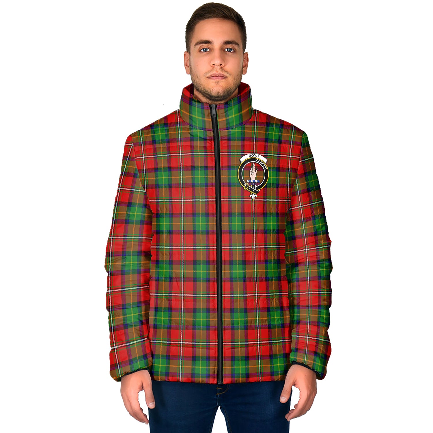 Boyd Tartan Padded Jacket with Family Crest - Tartan Vibes Clothing