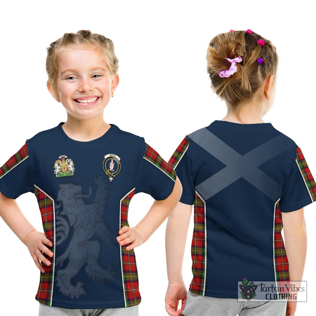 Boyd Tartan Kid T-Shirt with Family Crest and Lion Rampant Vibes Sport Style - Tartan Vibes Clothing