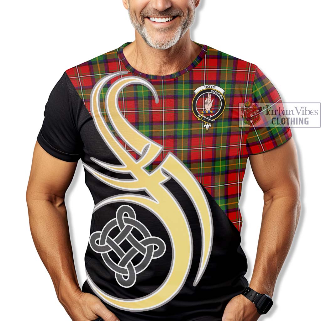 Tartan Vibes Clothing Boyd Modern Tartan T-Shirt with Family Crest and Celtic Symbol Style