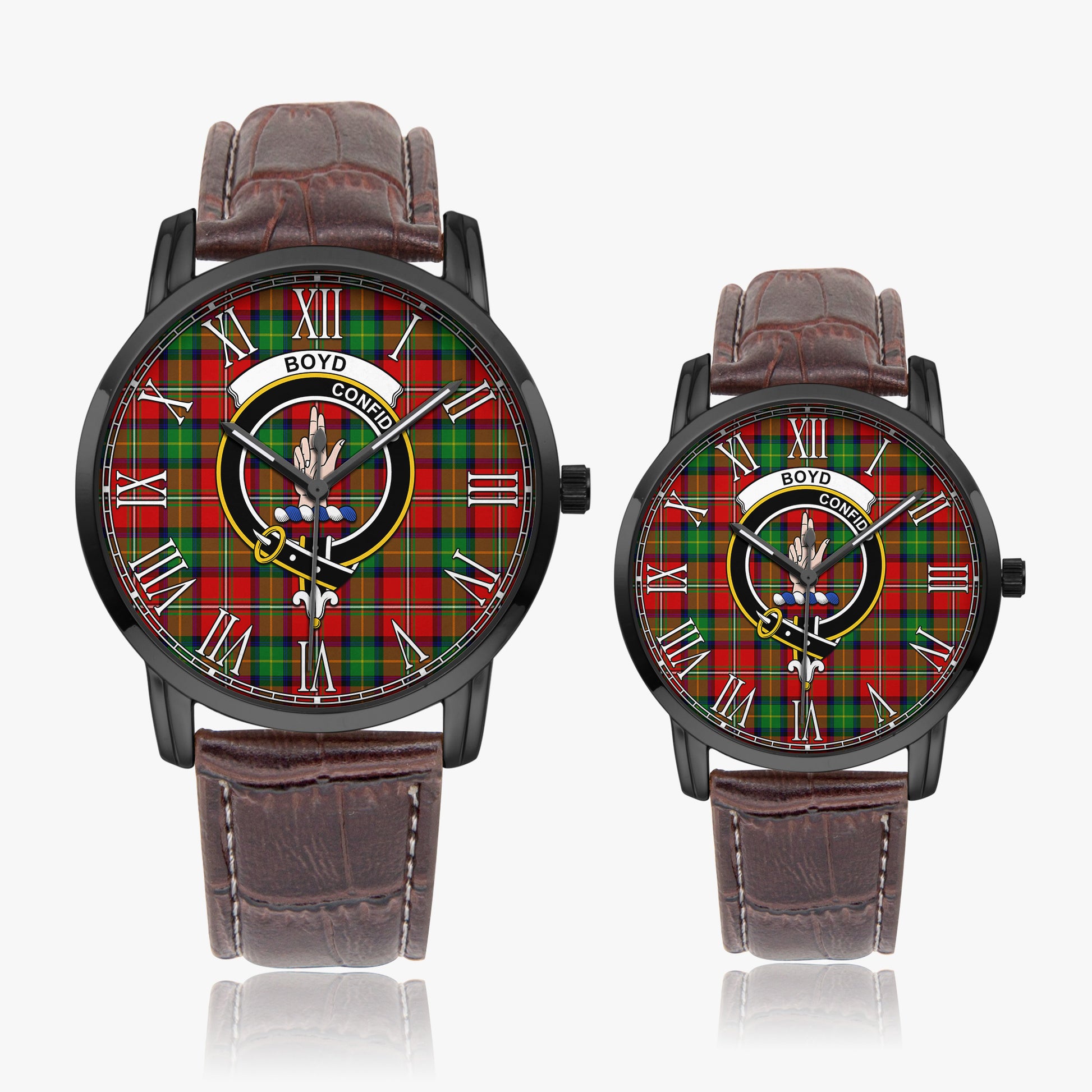 Boyd Modern Tartan Family Crest Leather Strap Quartz Watch - Tartanvibesclothing