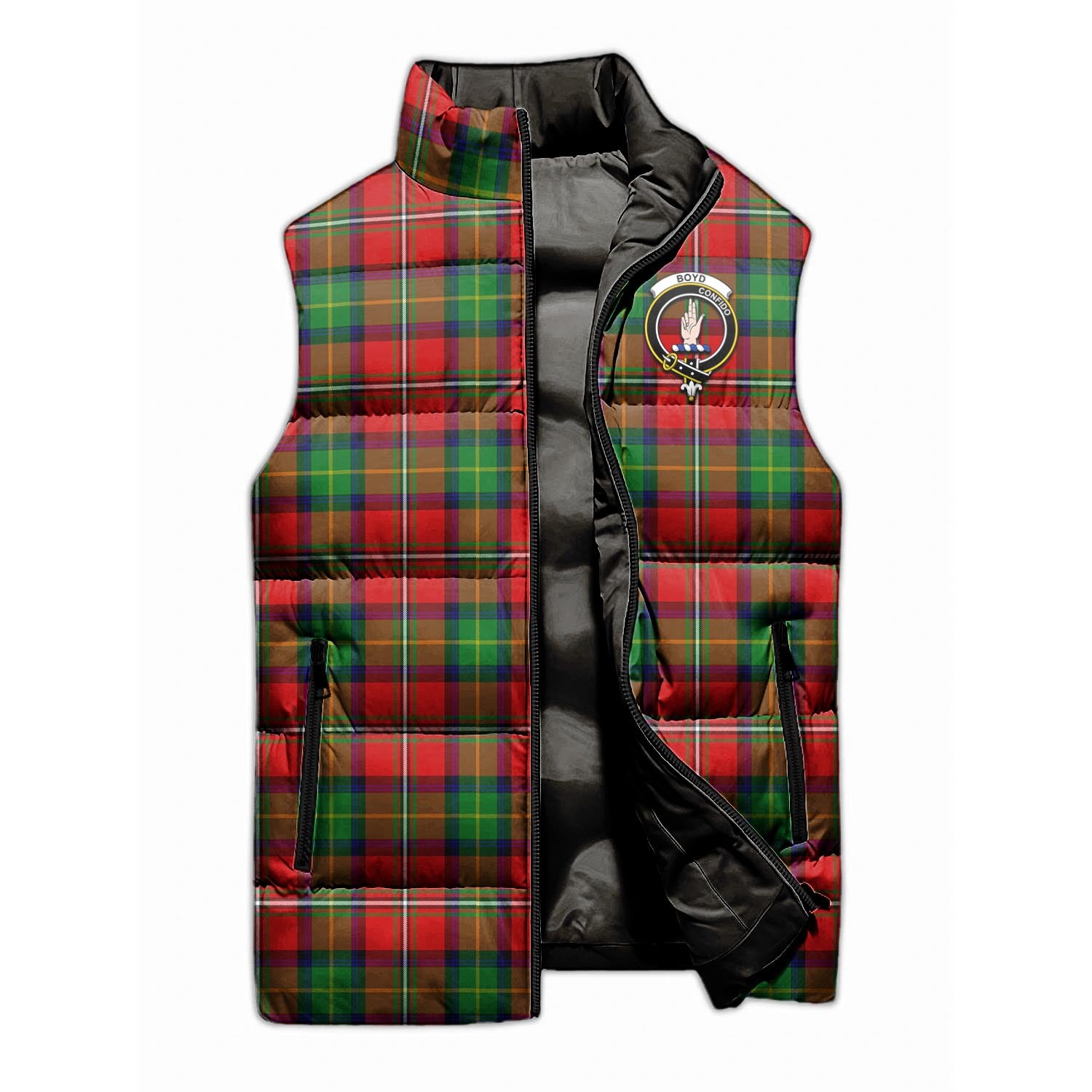 Boyd Modern Tartan Sleeveless Puffer Jacket with Family Crest - Tartanvibesclothing