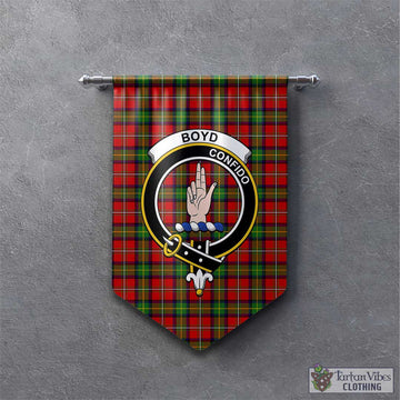 Boyd Modern Tartan Gonfalon, Tartan Banner with Family Crest