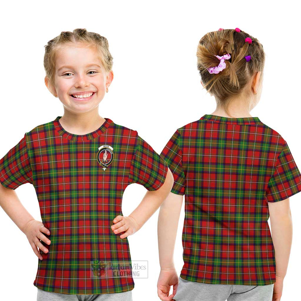 Boyd Tartan Kid T-Shirt with Family Crest - Tartanvibesclothing Shop