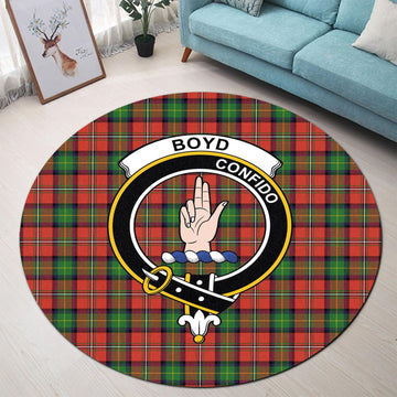 Boyd Tartan Round Rug with Family Crest