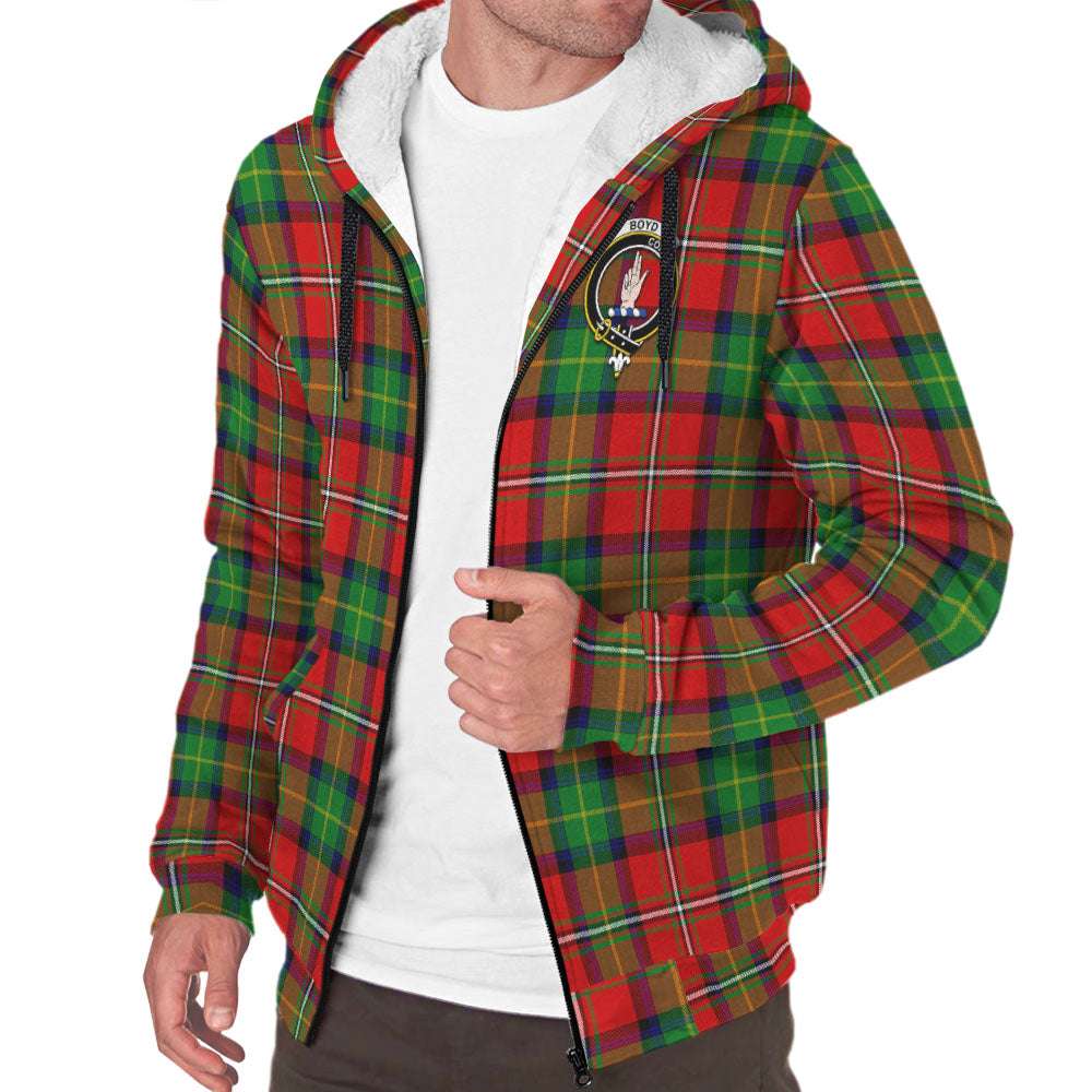 Boyd Modern Tartan Sherpa Hoodie with Family Crest - Tartanvibesclothing