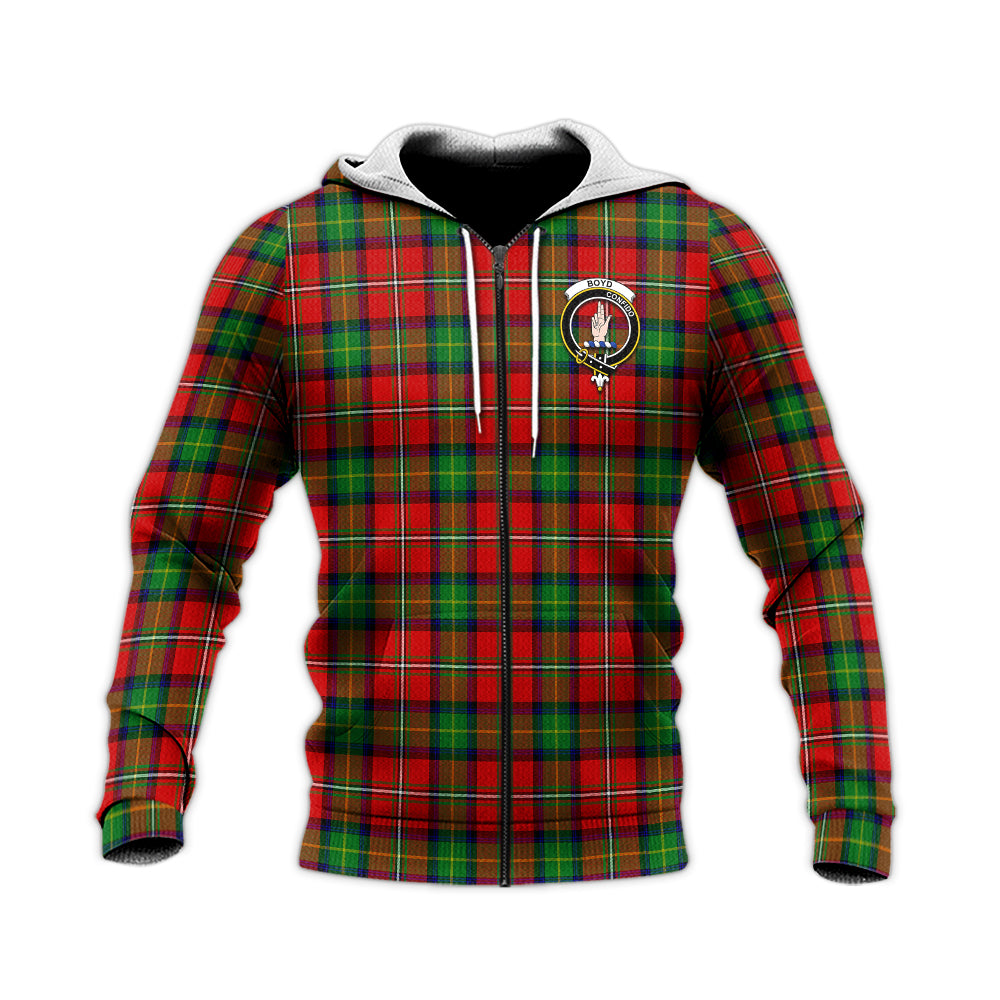 Boyd Modern Tartan Knitted Hoodie with Family Crest Unisex Knitted Zip Hoodie - Tartanvibesclothing