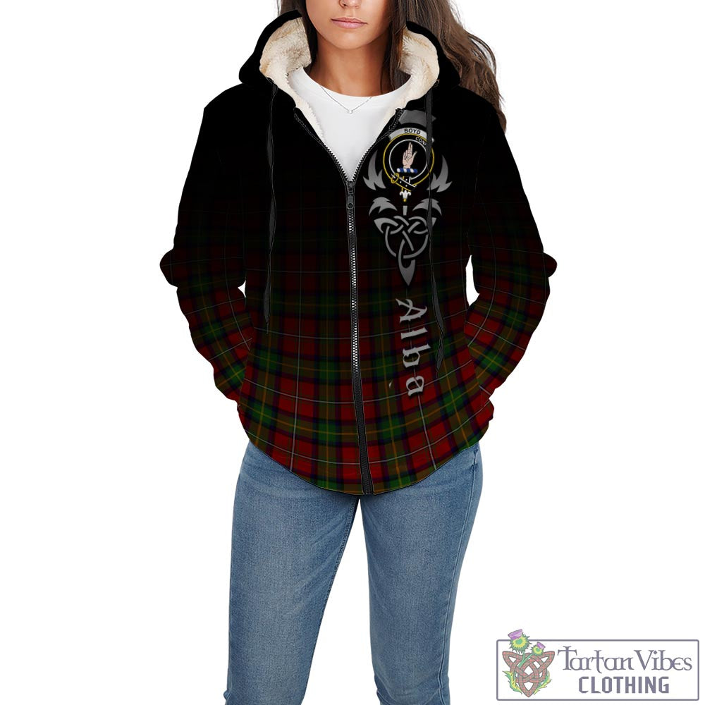 Tartan Vibes Clothing Boyd Modern Tartan Sherpa Hoodie Featuring Alba Gu Brath Family Crest Celtic Inspired