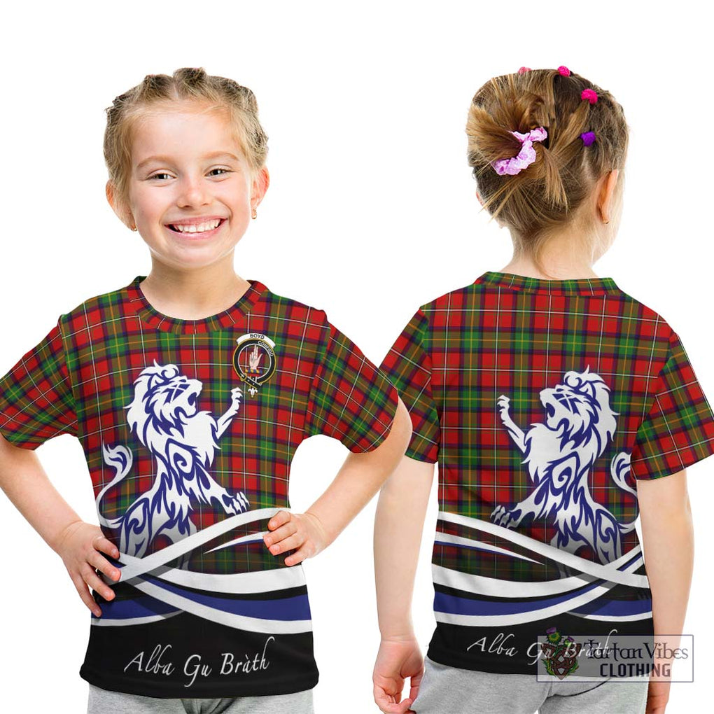 Boyd Tartan Kid T-Shirt with Alba Gu Brath Regal Lion Emblem - Tartanvibesclothing Shop