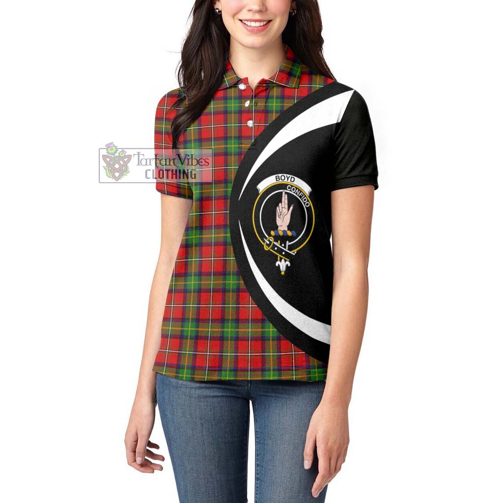 Boyd Tartan Women's Polo Shirt with Family Crest Circle Style - Tartan Vibes Clothing