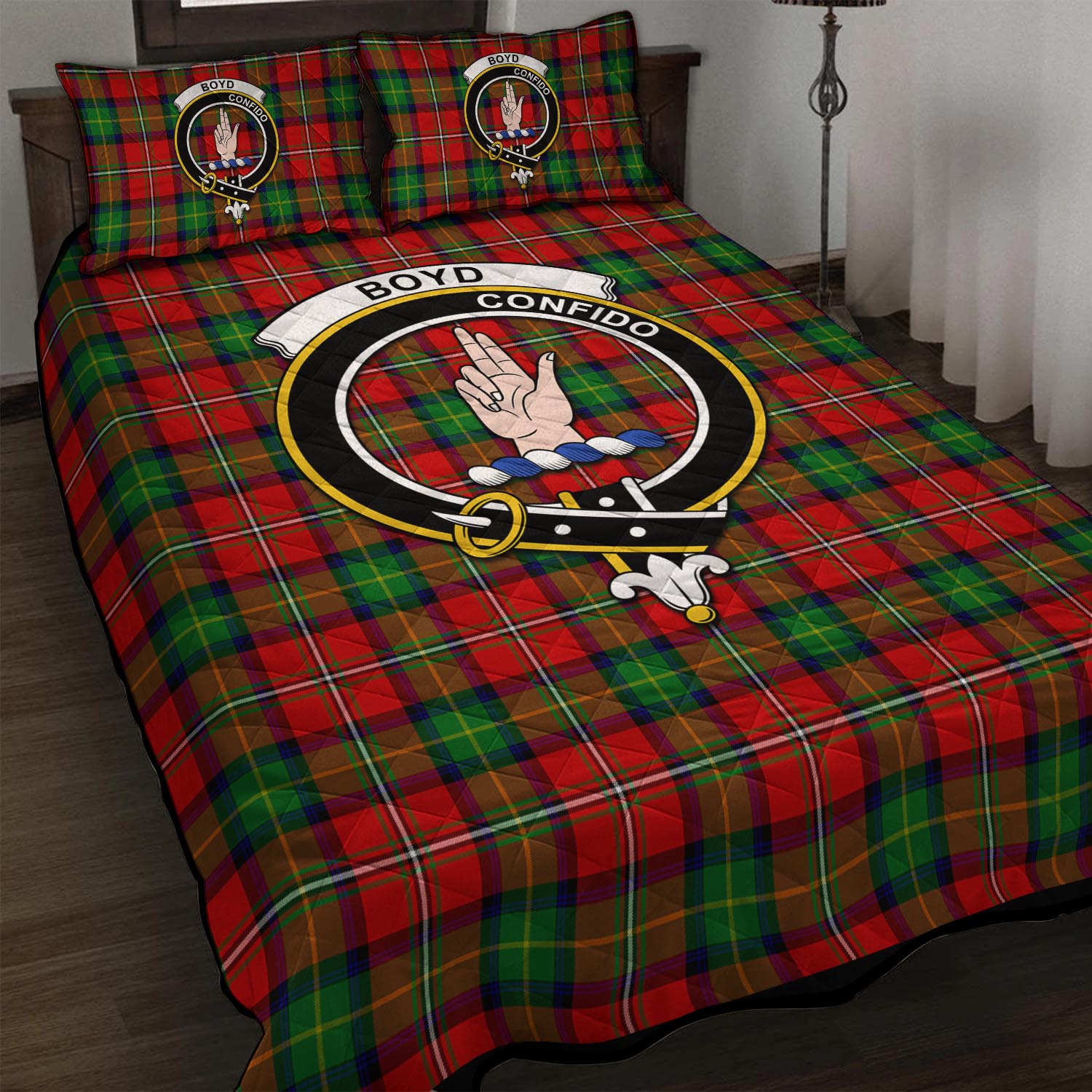 Boyd Tartan Quilt Bed Set with Family Crest - Tartan Vibes Clothing