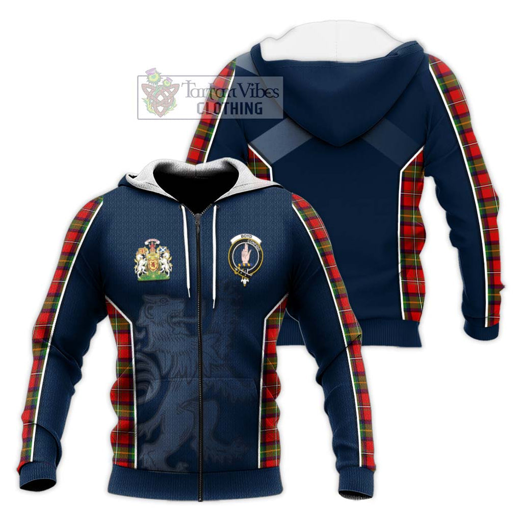 Boyd Tartan Knitted Hoodie with Family Crest and Lion Rampant Vibes Sport Style Unisex Knitted Zip Hoodie - Tartan Vibes Clothing