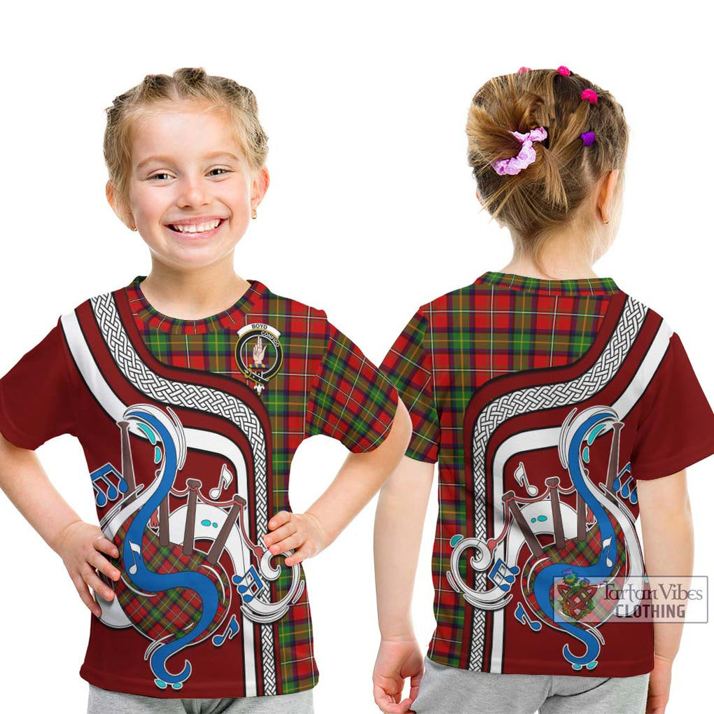 Tartan Vibes Clothing Boyd Modern Tartan Kid T-Shirt with Epic Bagpipe Style