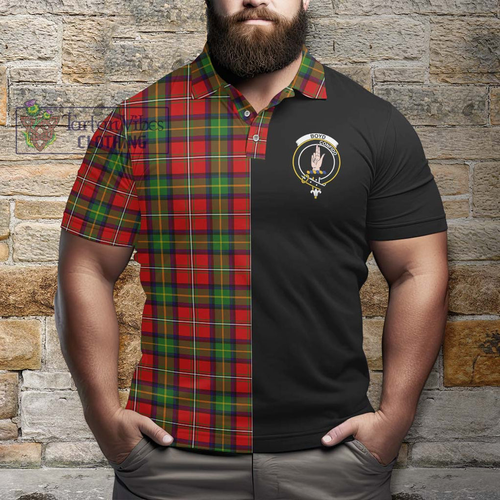 Boyd Tartan Polo Shirt with Family Crest and Half Of Me Style - Tartanvibesclothing Shop