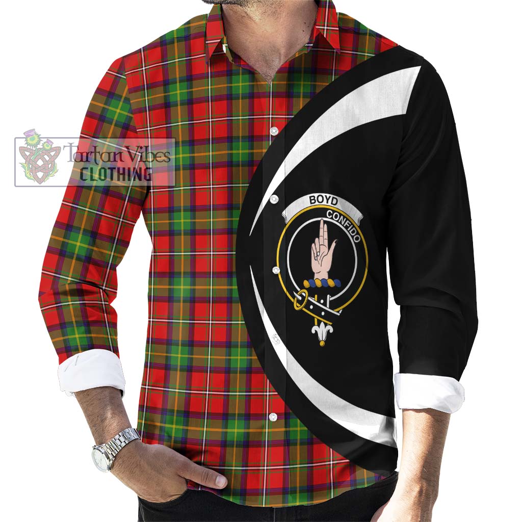 Boyd Tartan Long Sleeve Button Up with Family Crest Circle Style - Tartan Vibes Clothing