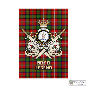 Boyd Tartan Garden Flag with Clan Crest and the Golden Sword of Courageous Legacy - Tartan Vibes Clothing