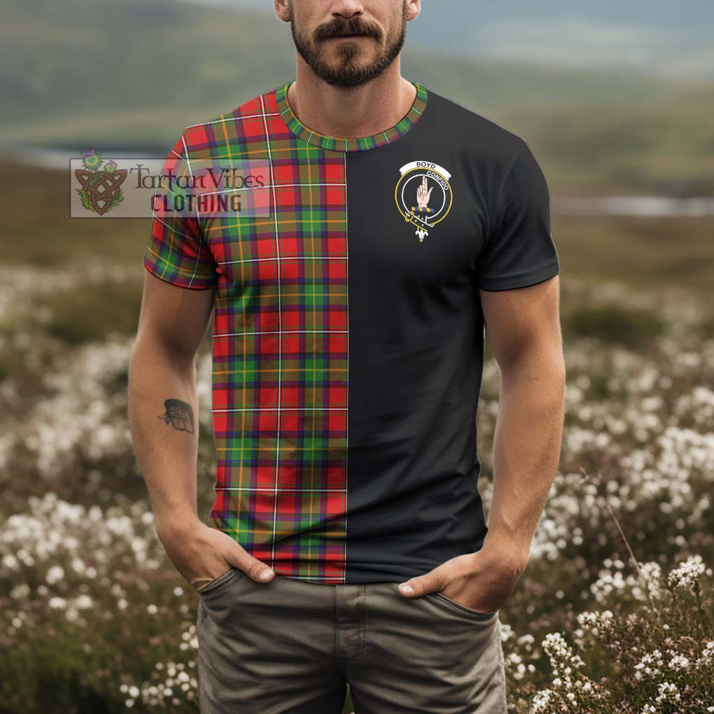 Boyd Tartan T-Shirt with Family Crest and Half Of Me Style - Tartanvibesclothing Shop