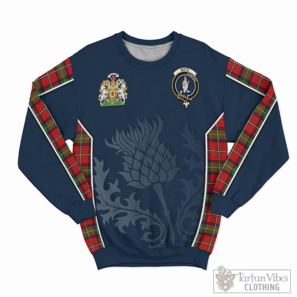 Tartan Vibes Clothing Boyd Modern Tartan Sweatshirt with Family Crest and Scottish Thistle Vibes Sport Style