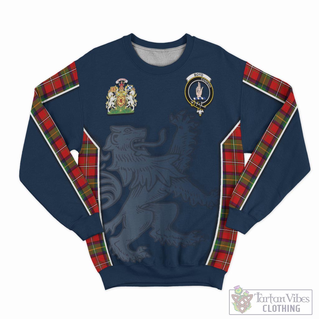 Tartan Vibes Clothing Boyd Modern Tartan Sweater with Family Crest and Lion Rampant Vibes Sport Style