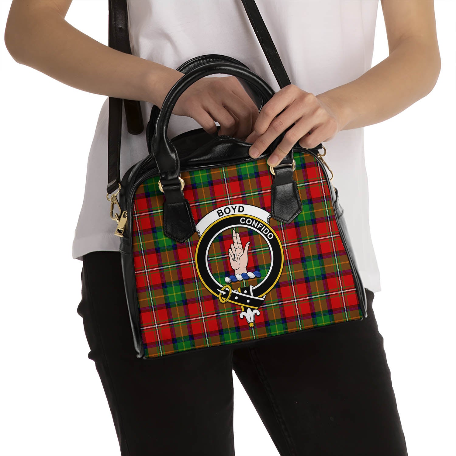 Boyd Modern Tartan Shoulder Handbags with Family Crest - Tartanvibesclothing