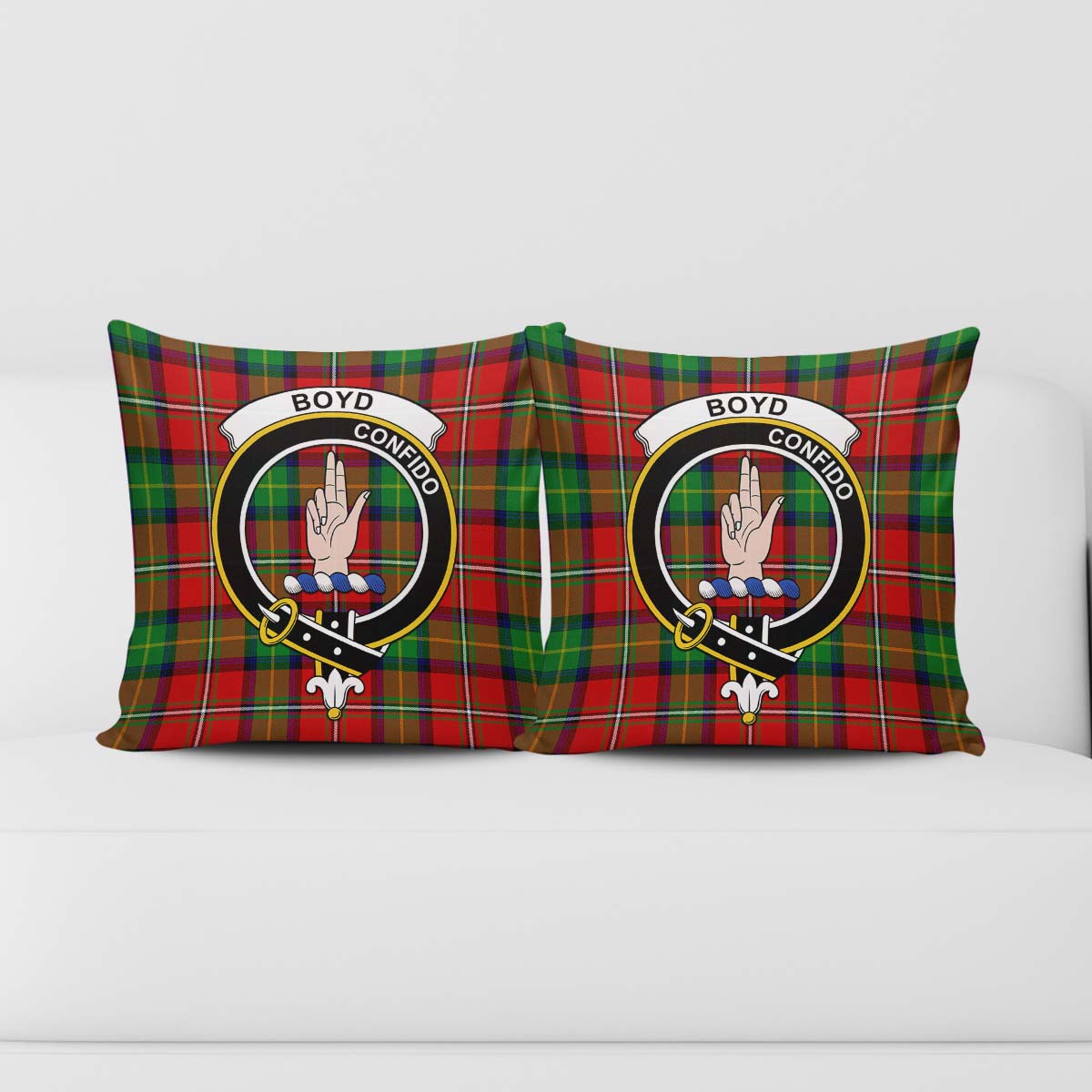 Boyd Modern Tartan Pillow Cover with Family Crest - Tartanvibesclothing