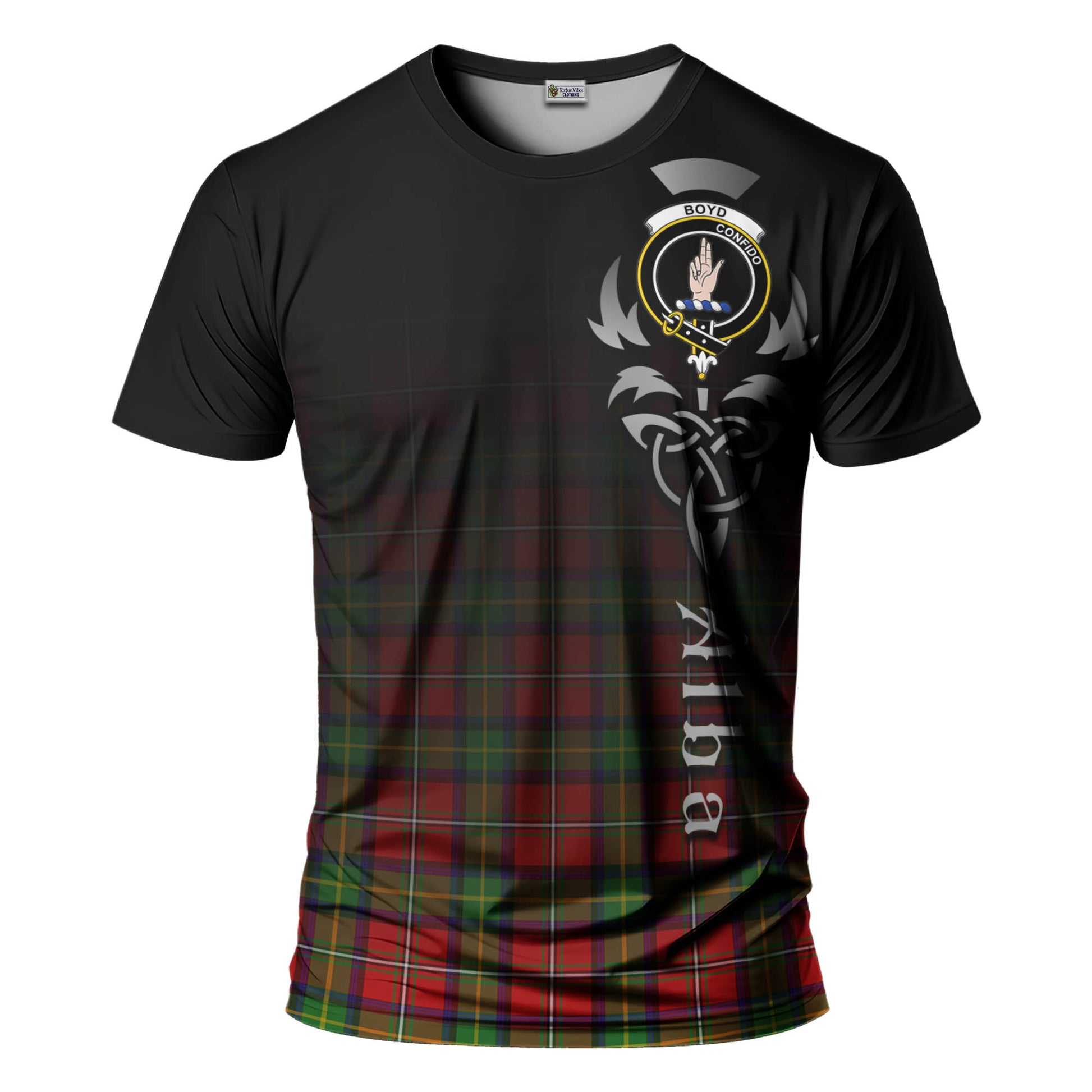 Tartan Vibes Clothing Boyd Modern Tartan T-Shirt Featuring Alba Gu Brath Family Crest Celtic Inspired