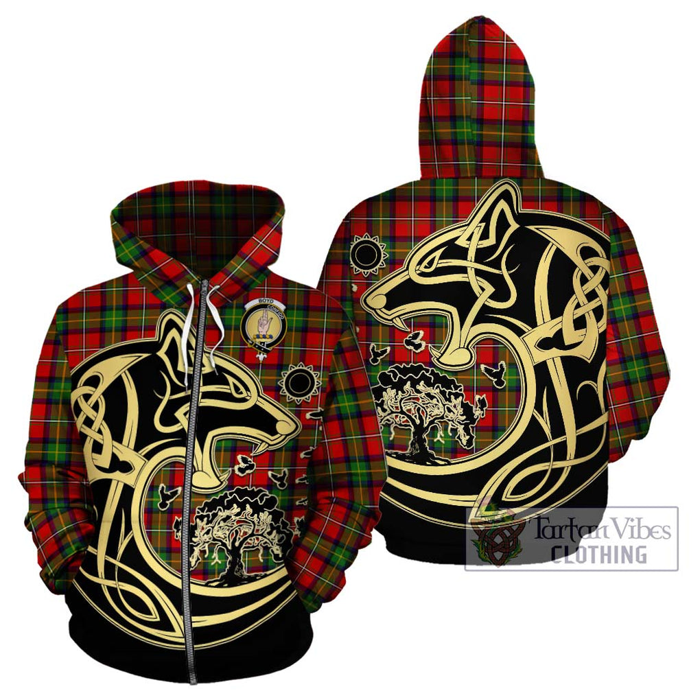 Boyd Tartan Hoodie with Family Crest Celtic Wolf Style - Tartan Vibes Clothing