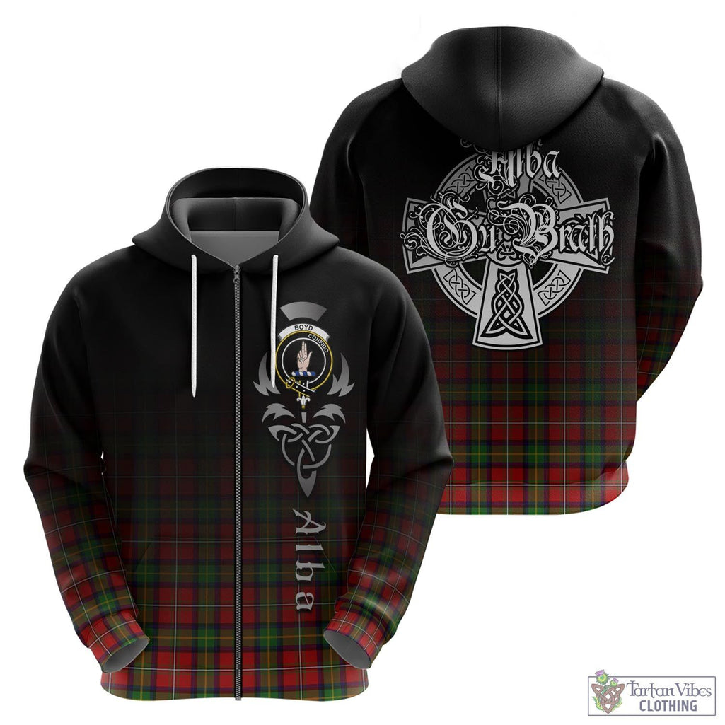 Tartan Vibes Clothing Boyd Modern Tartan Hoodie Featuring Alba Gu Brath Family Crest Celtic Inspired