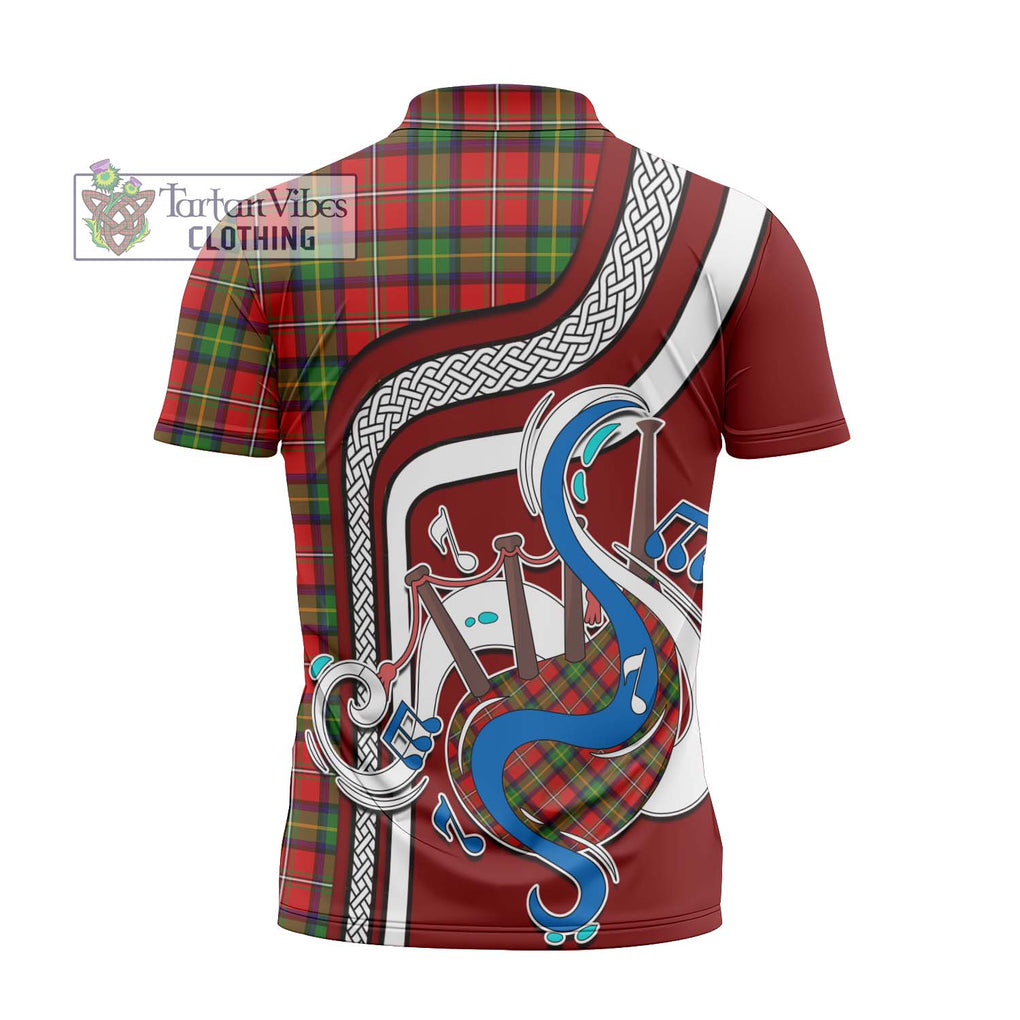 Boyd Tartan Zipper Polo Shirt with Epic Bagpipe Style - Tartanvibesclothing Shop