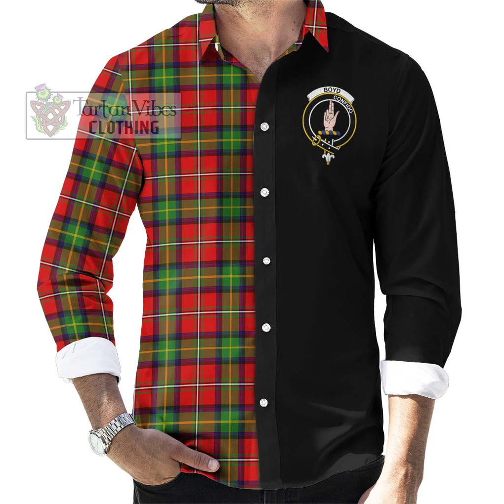 Boyd Tartan Long Sleeve Button Shirt with Family Crest and Half Of Me Style - Tartanvibesclothing Shop