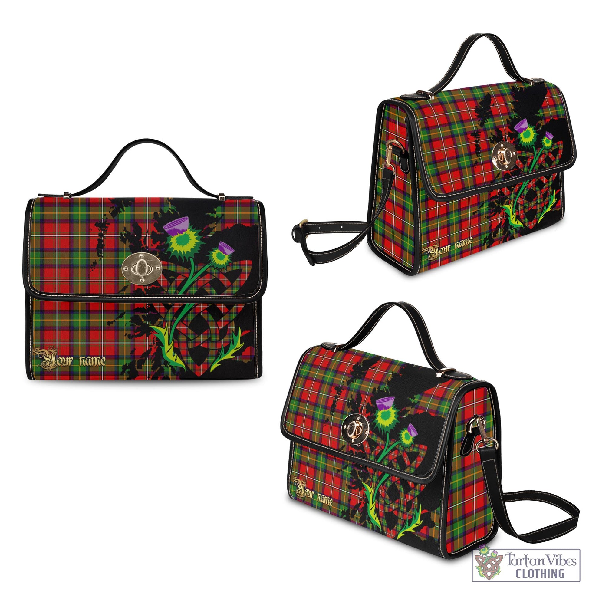 Tartan Vibes Clothing Boyd Modern Tartan Waterproof Canvas Bag with Scotland Map and Thistle Celtic Accents