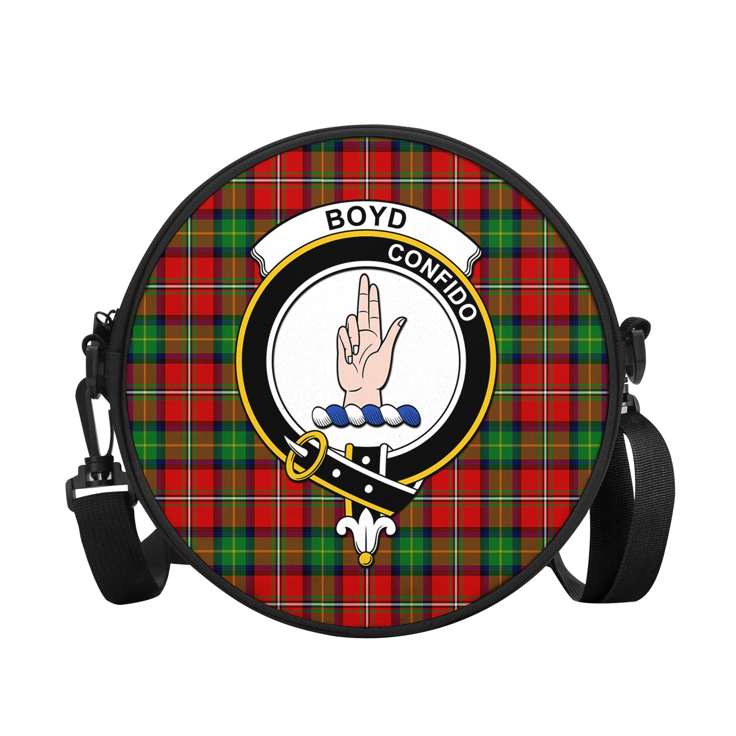 Boyd Modern Tartan Round Satchel Bags with Family Crest - Tartanvibesclothing