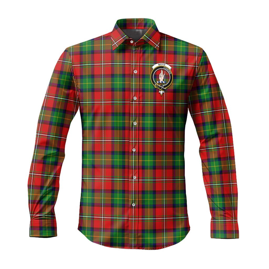 Boyd Tartan Long Sleeve Button Up Shirt with Family Crest Men's Shirt - Tartan Vibes Clothing