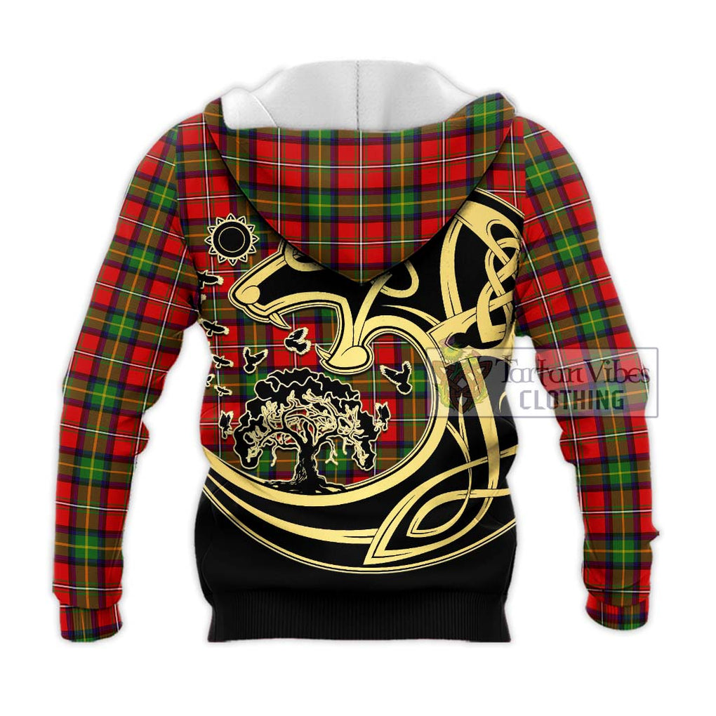 Boyd Tartan Knitted Hoodie with Family Crest Celtic Wolf Style - Tartan Vibes Clothing