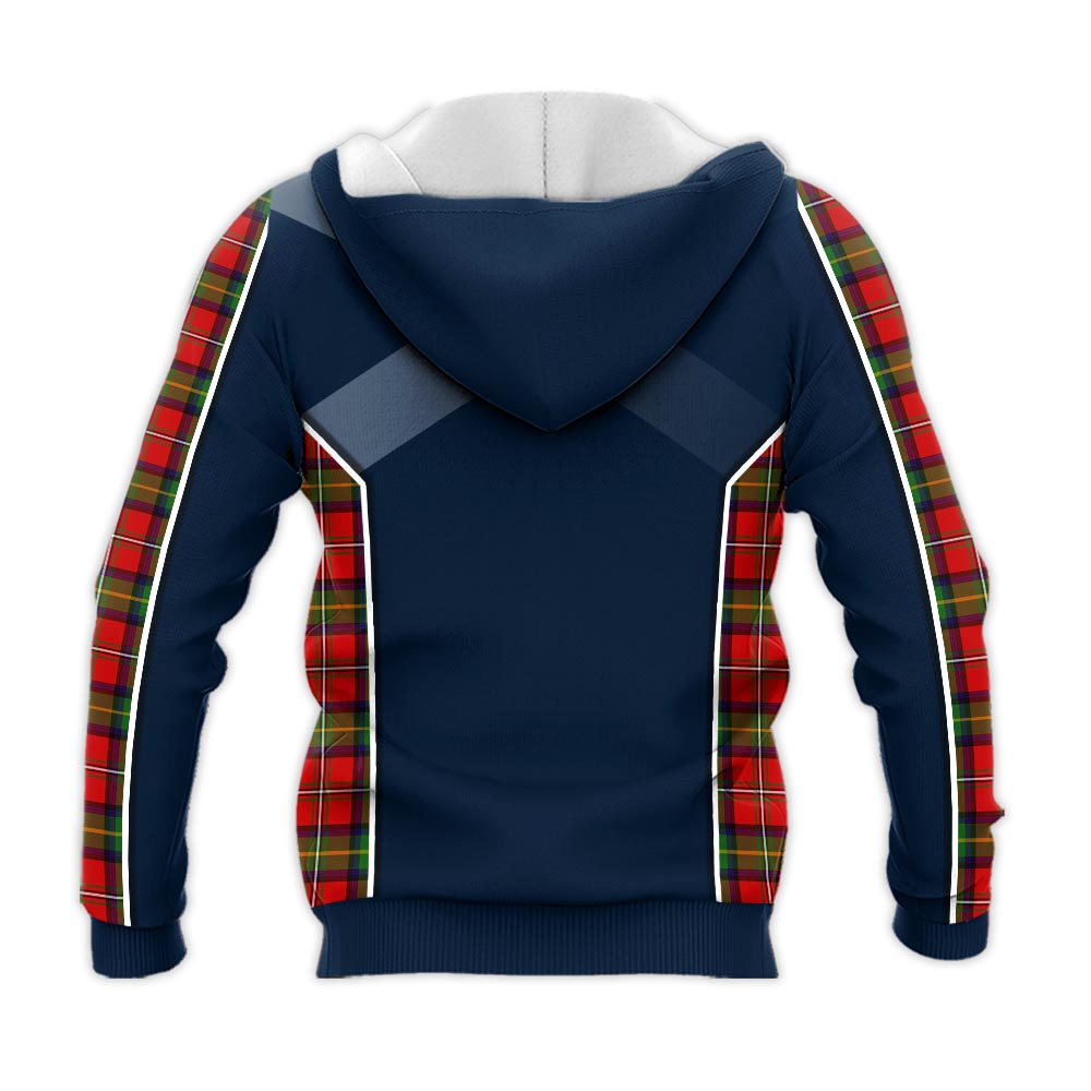 Tartan Vibes Clothing Boyd Modern Tartan Knitted Hoodie with Family Crest and Scottish Thistle Vibes Sport Style