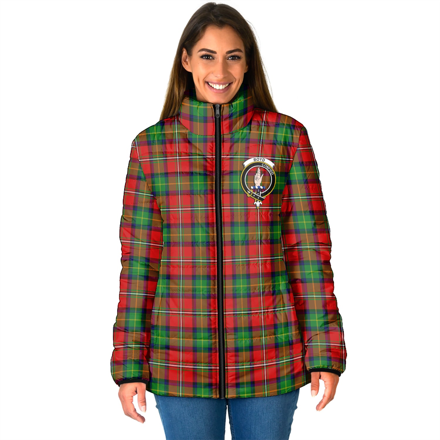 Boyd Tartan Padded Jacket with Family Crest - Tartan Vibes Clothing