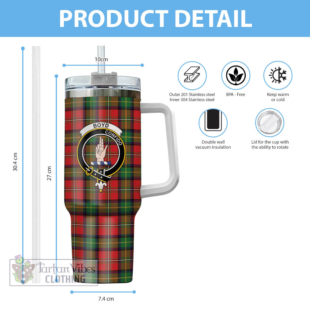 Tartan Vibes Clothing Boyd Modern Tartan and Family Crest Tumbler with Handle