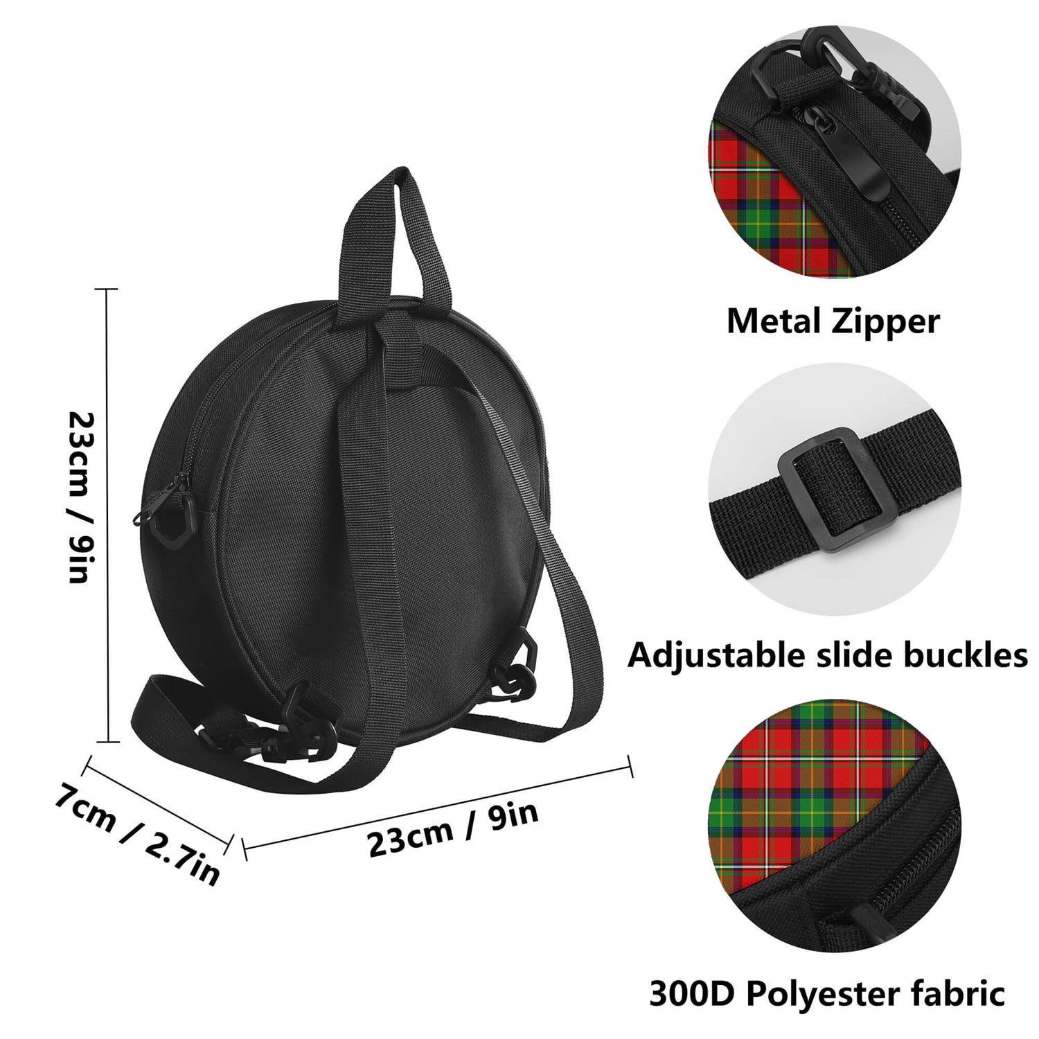 Boyd Modern Tartan Round Satchel Bags with Family Crest - Tartanvibesclothing