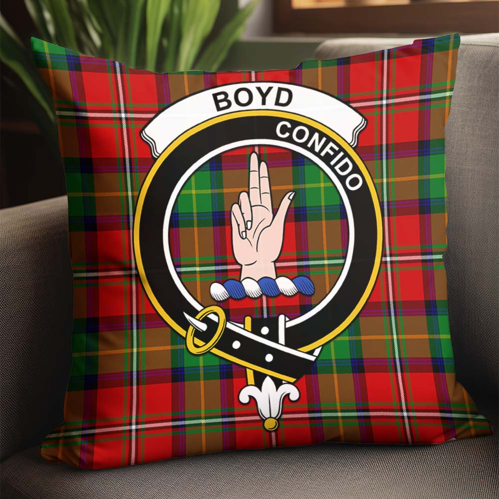 Boyd Modern Tartan Pillow Cover with Family Crest - Tartanvibesclothing