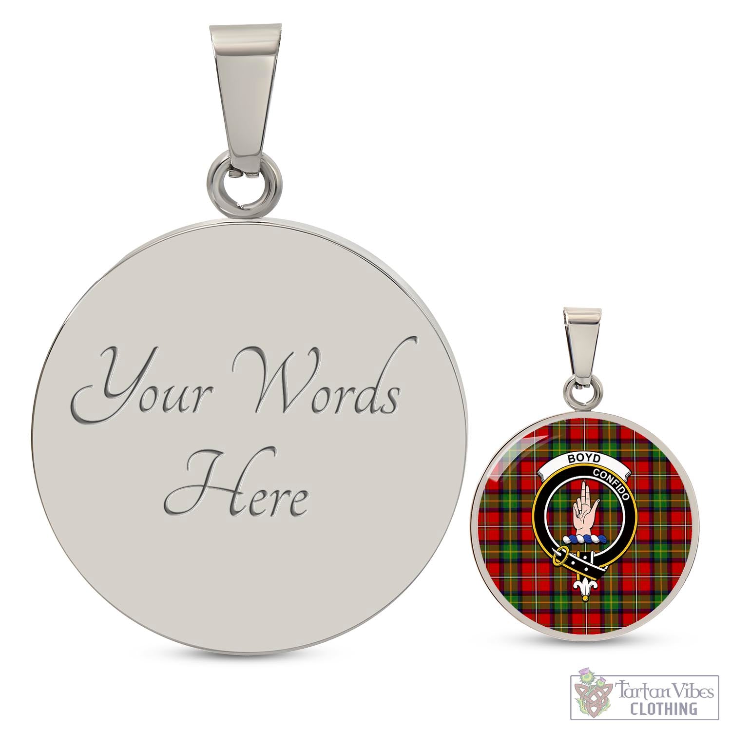 Tartan Vibes Clothing Boyd Modern Tartan Circle Necklace with Family Crest