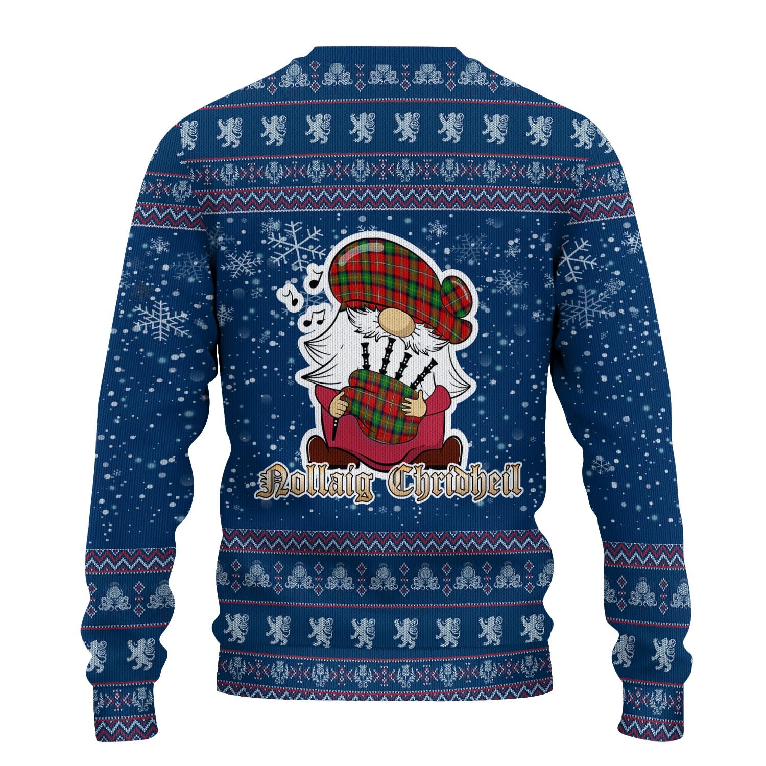 Boyd Modern Clan Christmas Family Knitted Sweater with Funny Gnome Playing Bagpipes - Tartanvibesclothing